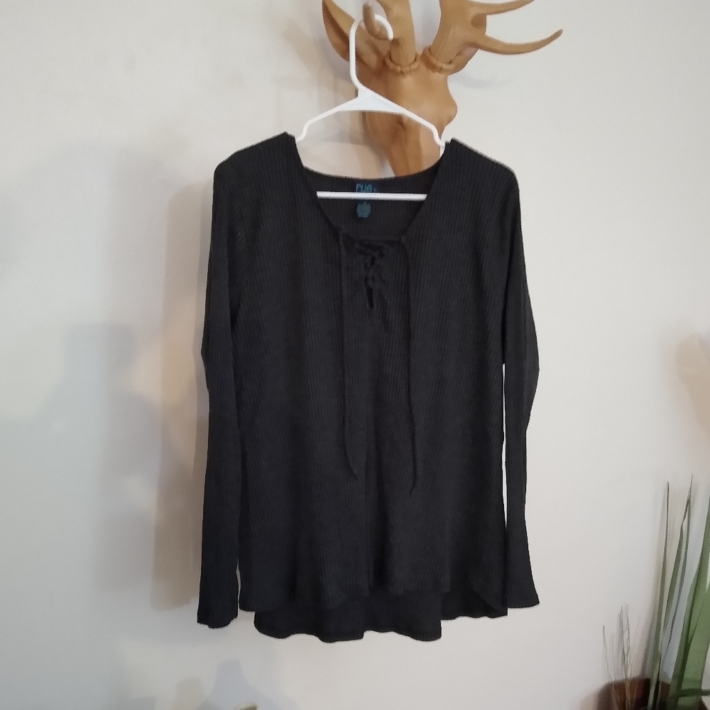 Lace Up Front Ribbed Thermal